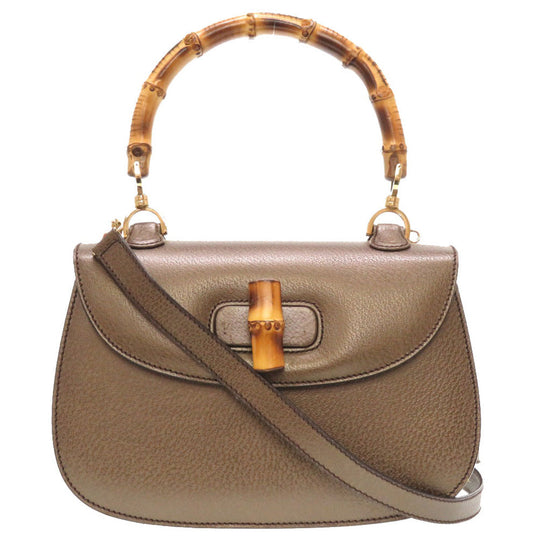 GUCCI Handbag 000 926 Bamboo bronze 2WAY Women Used Authentic