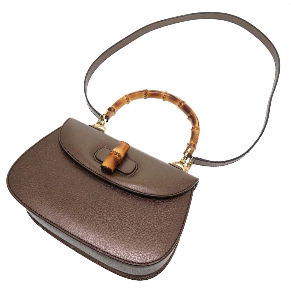 GUCCI Handbag 000 926 Bamboo bronze 2WAY Women Used Authentic