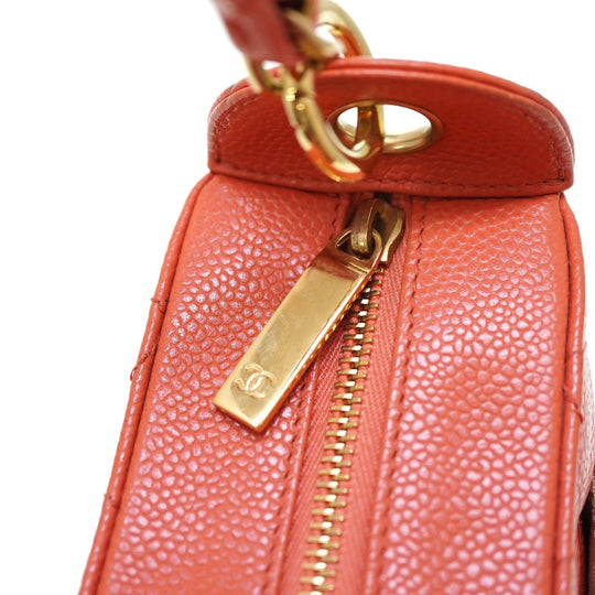 CHANEL Shoulder Bag Caviar skin salmon pink Chain One Shoulder Bag Women Used Authentic