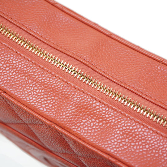 CHANEL Shoulder Bag Caviar skin salmon pink Chain One Shoulder Bag Women Used Authentic