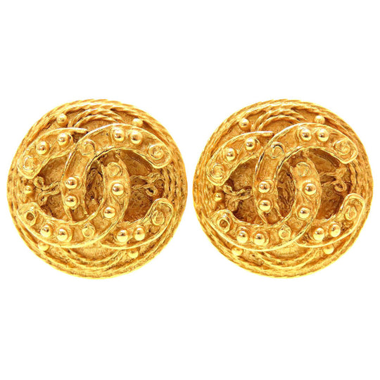 CHANEL Earring metal gold vintage COCO Mark Women Used Authentic