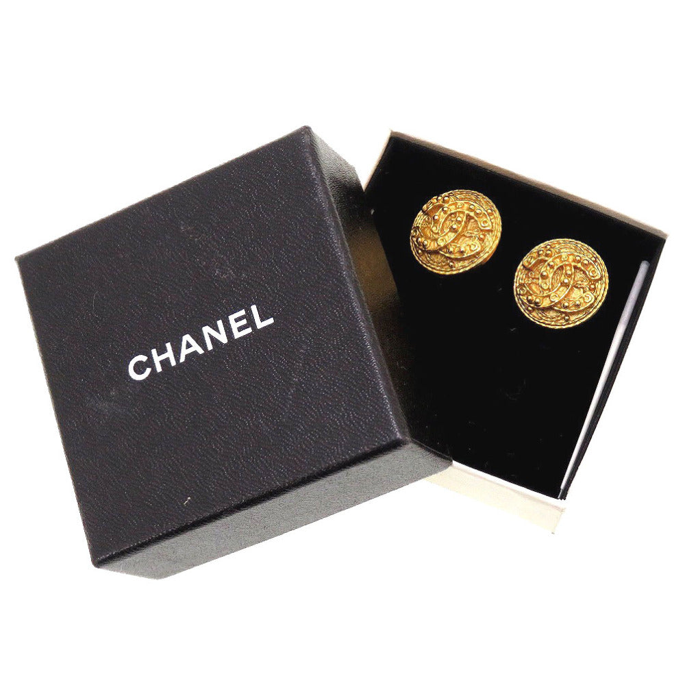 CHANEL Earring metal gold vintage COCO Mark Women Used Authentic