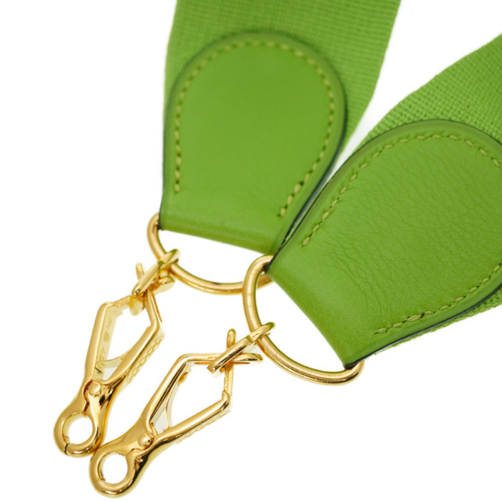 HERMES Shoulder strap Leather, Canvas Apple green Evelyn Shoulder Strap Women Used Authentic