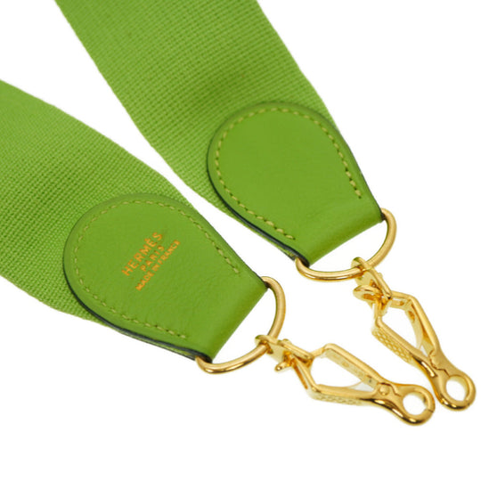 HERMES Shoulder strap Leather, Canvas Apple green Evelyn Shoulder Strap Women Used Authentic
