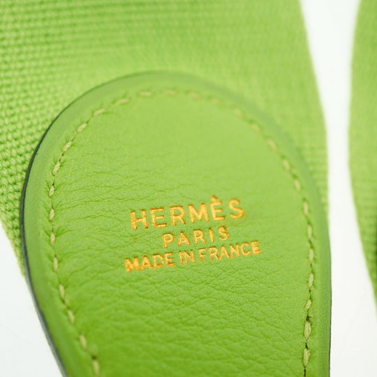 HERMES Shoulder strap Leather, Canvas Apple green Evelyn Shoulder Strap Women Used Authentic