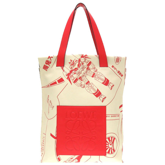 LOEWE Tote Bag leather Ivory x Gundam Shopper Bag unisex(Unisex) Used Authentic
