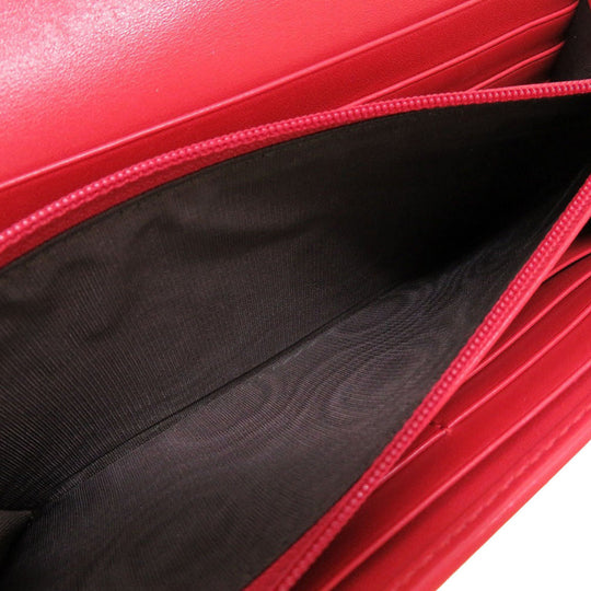 GUCCI Long Wallet Purse 453390 leather Red Bifold GG embossed Women(Unisex) Used Authentic