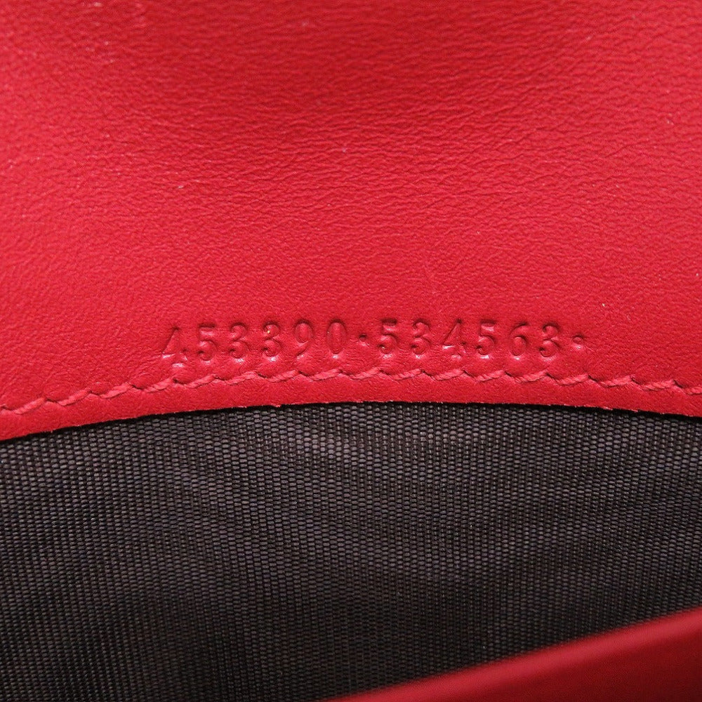GUCCI Long Wallet Purse 453390 leather Red Bifold GG embossed Women(Unisex) Used Authentic