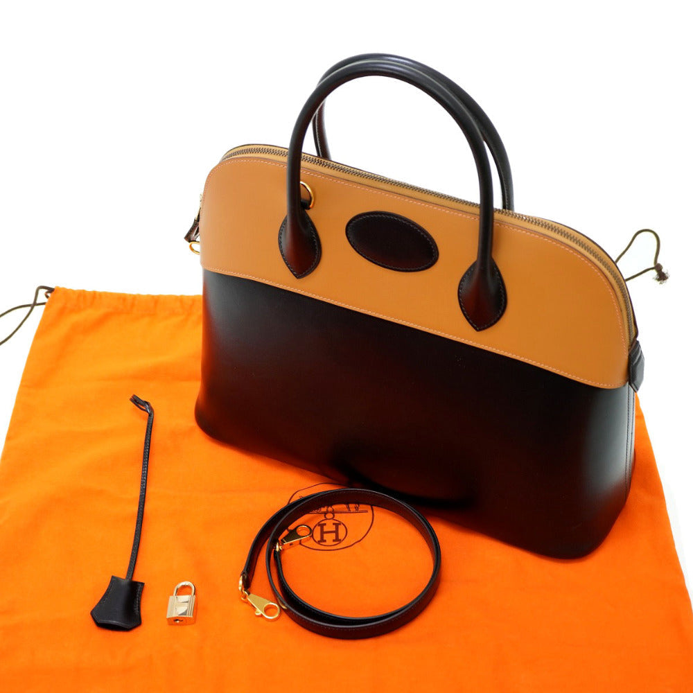 HERMES Handbag Box calf, Vauchamonix black Bored 35 Women Used Authentic