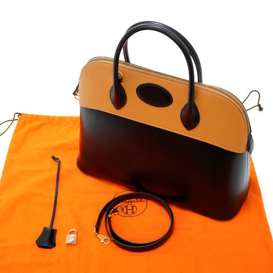 HERMES Handbag Box calf, Vauchamonix black Bored 35 Women Used Authentic