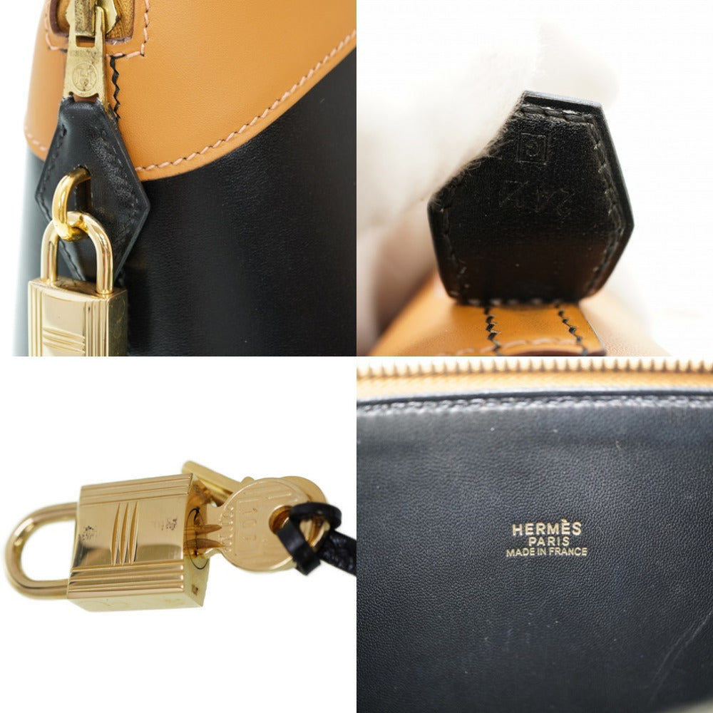 HERMES Handbag Box calf, Vauchamonix black Bored 35 Women Used Authentic