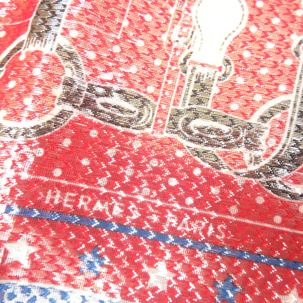 HERMES scarf silk Red Carre55 Bandana Disco Coaching unisex(Unisex) Used Authentic