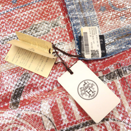 HERMES scarf silk Red Carre55 Bandana Disco Coaching unisex(Unisex) Used Authentic