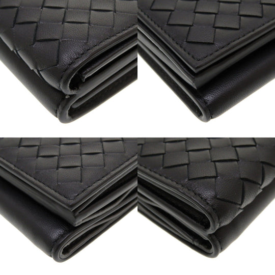 BOTTEGAVENETA Tri-fold wallet 515385 leather black Compact wallet INTRECCIATO mens Used Authentic