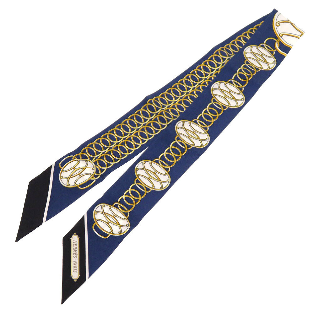 HERMES scarf silk Navy Lift Profile Lift Profile Women Used Authentic