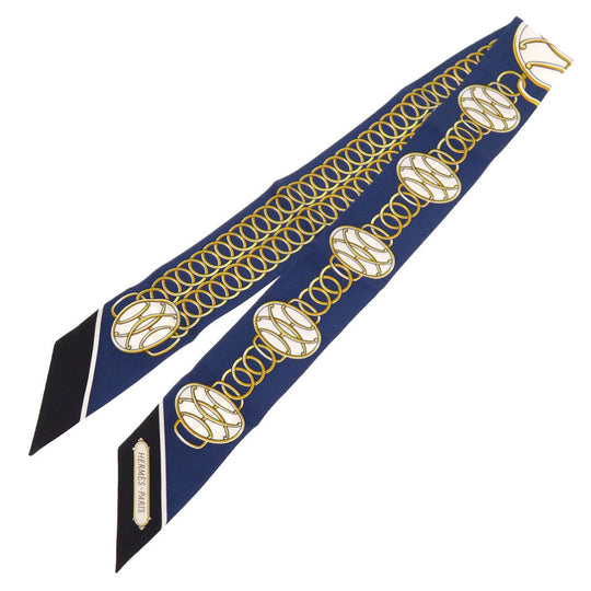HERMES scarf silk Navy Lift Profile Lift Profile Women Used Authentic