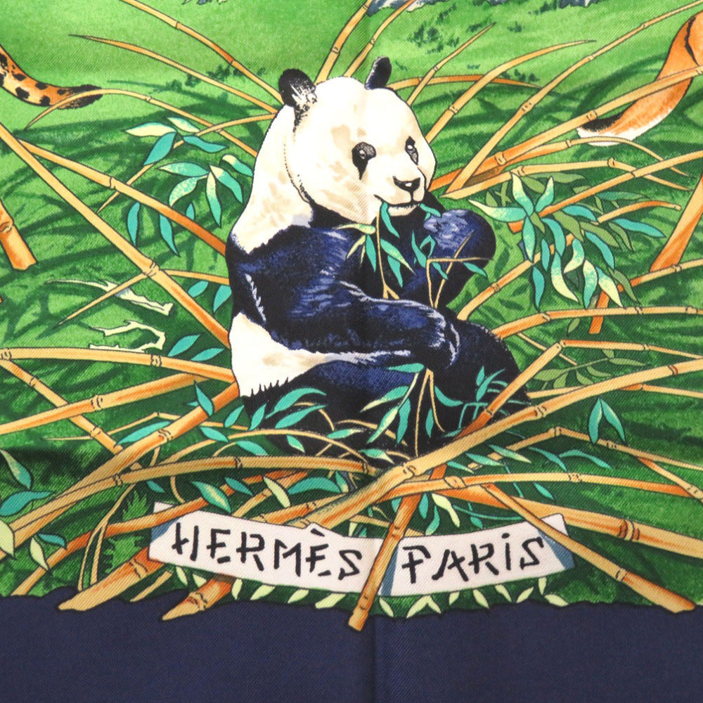 HERMES scarf silk Navy Carre90 SICHLIAN Sicilian Animals Sichuan unisex(Unisex) Used Authentic