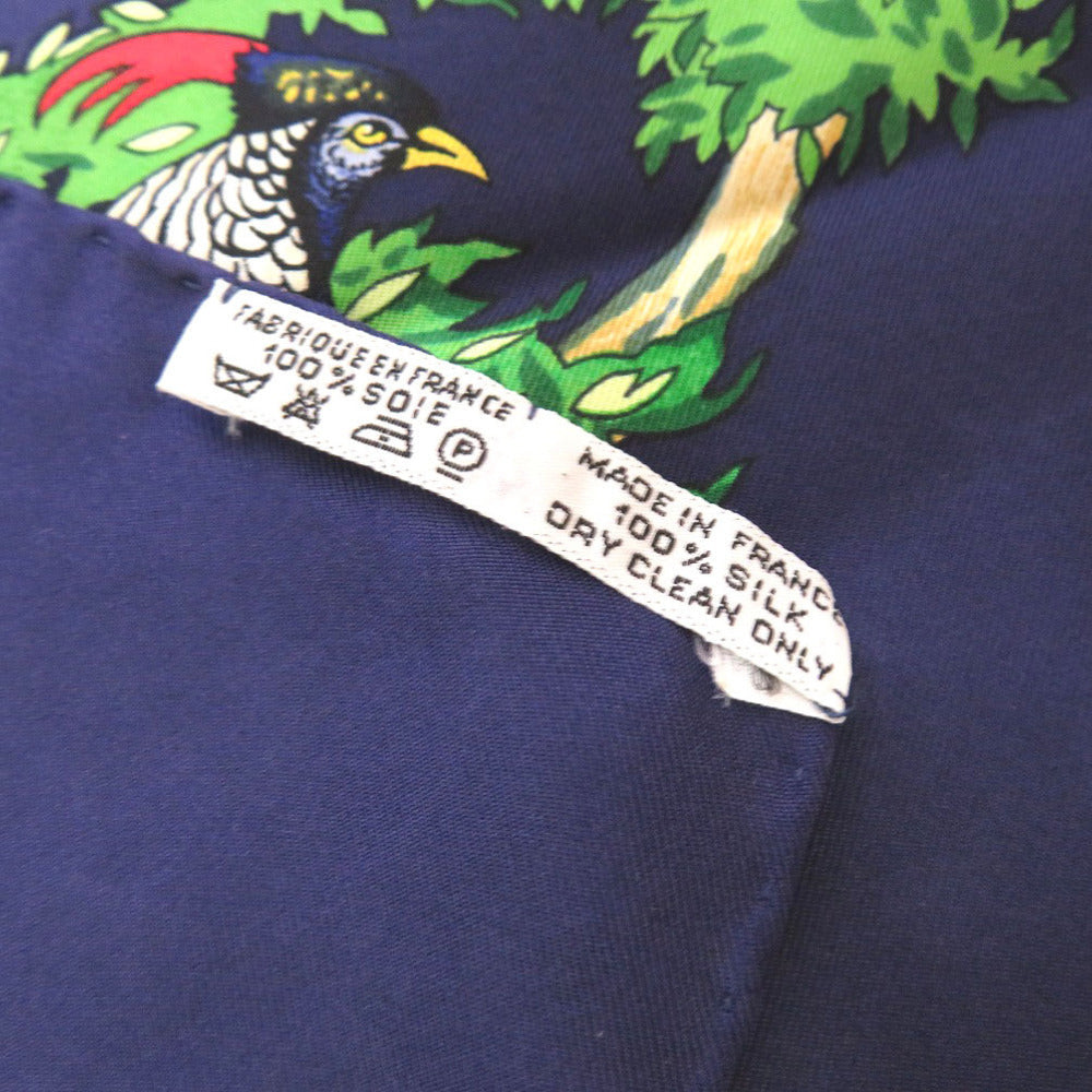 HERMES scarf silk Navy Carre90 SICHLIAN Sicilian Animals Sichuan unisex(Unisex) Used Authentic