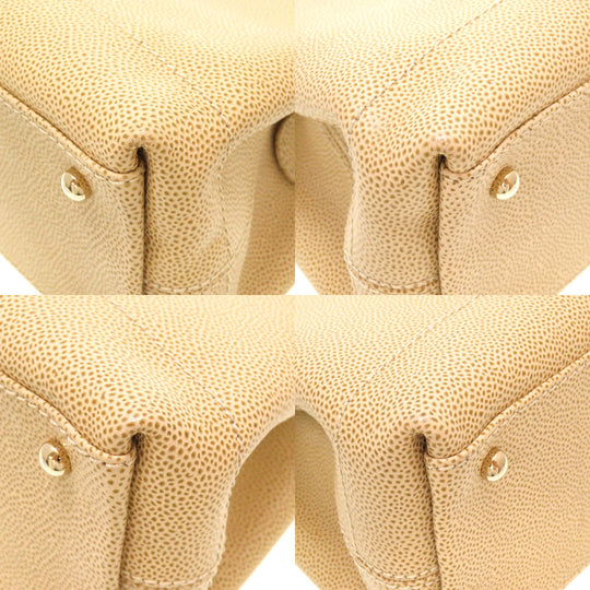 CHANEL Tote Bag Caviar skin beige COCO Mark Women Used Authentic