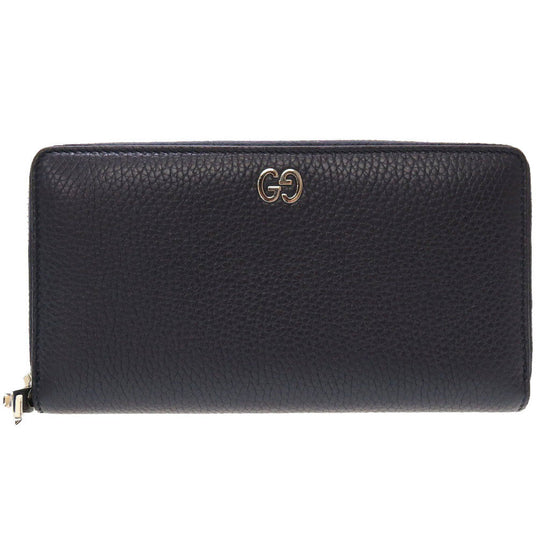GUCCI Long Wallet Purse 473928 leather Navy Zip Around Women(Unisex) Used Authentic
