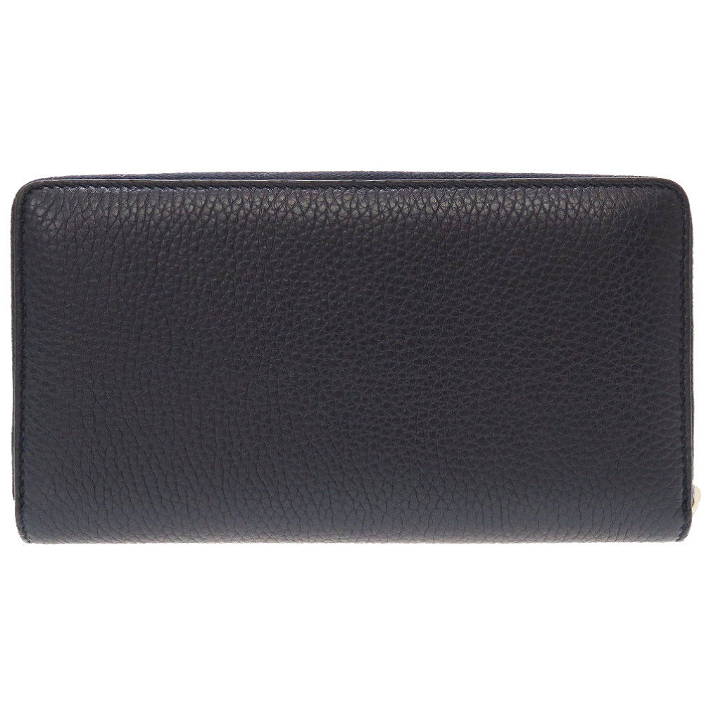 GUCCI Long Wallet Purse 473928 leather Navy Zip Around Women(Unisex) Used Authentic