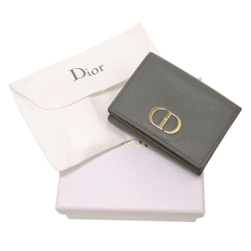 Christian Dior Tri-fold wallet leather gray Compact wallet