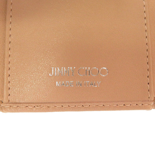 JIMMY CHOO Tri-fold wallet leather pink Star studs Compact wallet Women Used Authentic