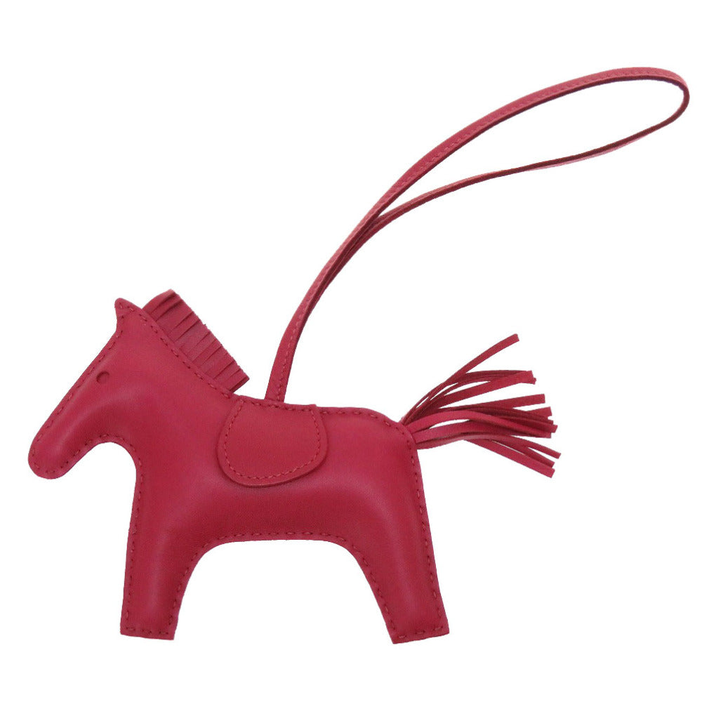 HERMES key ring leather Ruby Bag charm Rodeo MM Women Used Authentic