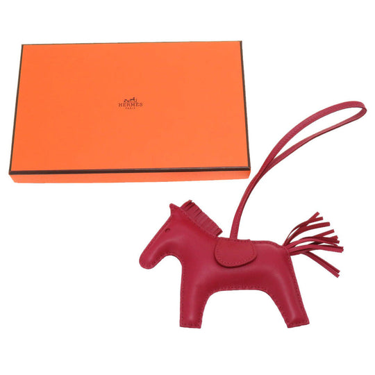 HERMES key ring leather Ruby Bag charm Rodeo MM Women Used Authentic