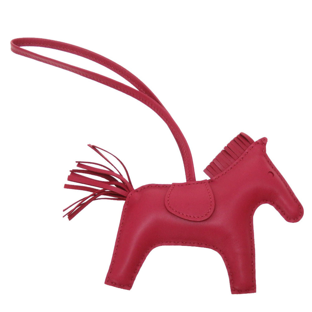 HERMES key ring leather Ruby Bag charm Rodeo MM Women Used Authentic