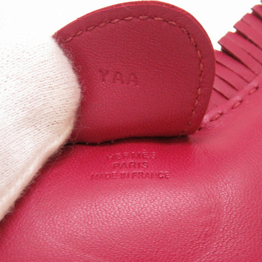 HERMES key ring leather Ruby Bag charm Rodeo MM Women Used Authentic