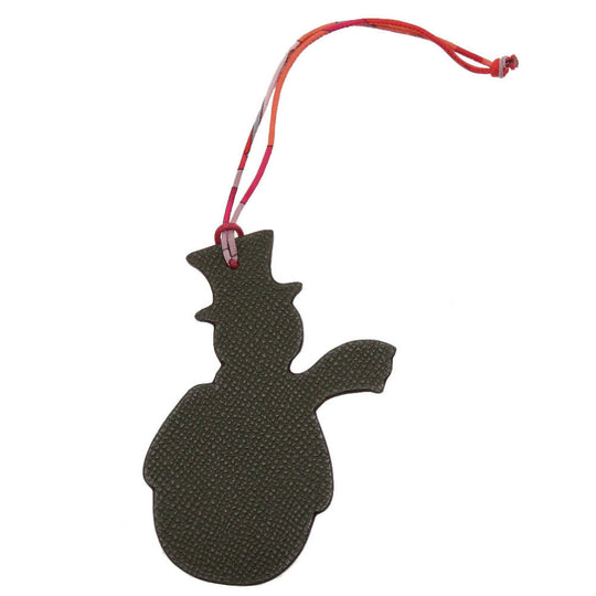 HERMES key ring Epsom , Togo Brown Bag charm Petit Ash Women Used Authentic