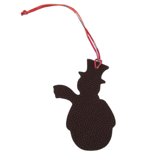 HERMES key ring Epsom , Togo Brown Bag charm Petit Ash Women Used Authentic