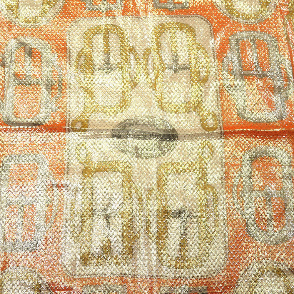 HERMES scarf silk Orange Carre70 BOVCLERIE D'ATTELAGE Buckle Women Used Authentic