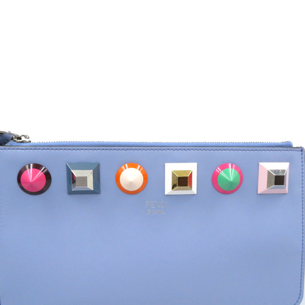 FENDI Pouch 8M0341 leather blue Multi studs Women Used Authentic