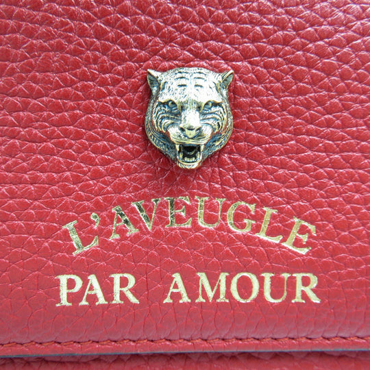 GUCCI Long Wallet Purse 453164 leather Red Animalier Continental Wallet Women Used Authentic