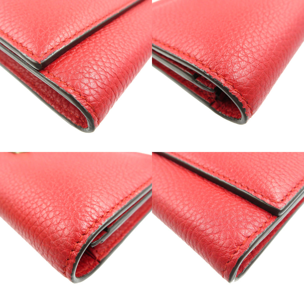 GUCCI Long Wallet Purse 453164 leather Red Animalier Continental Wallet Women Used Authentic
