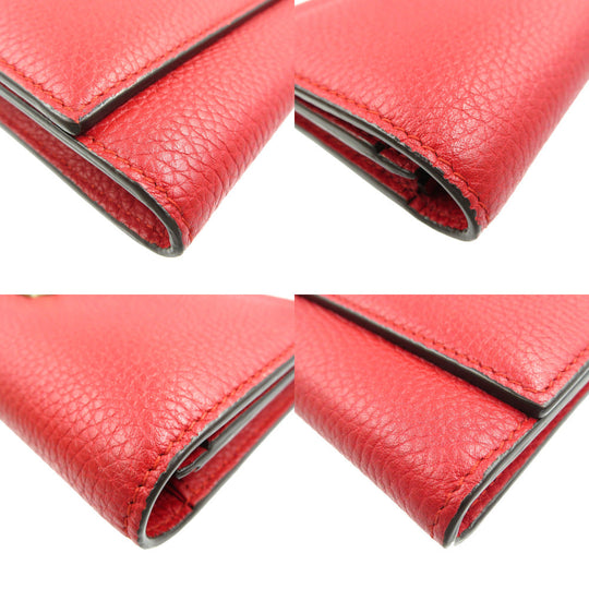GUCCI Long Wallet Purse 453164 leather Red Animalier Continental Wallet Women Used Authentic