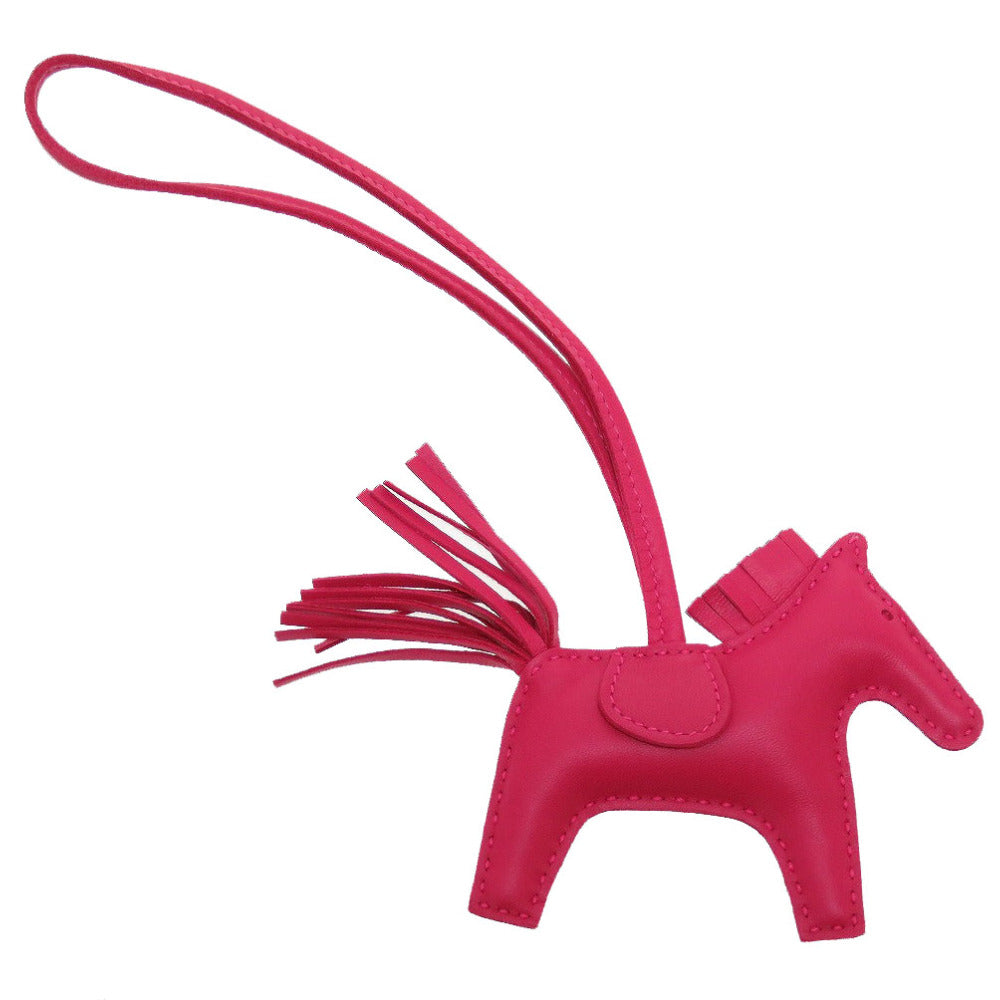 HERMES key ring leather Rose mexico Bag charm Rodeo Charm PM Women Used Authentic