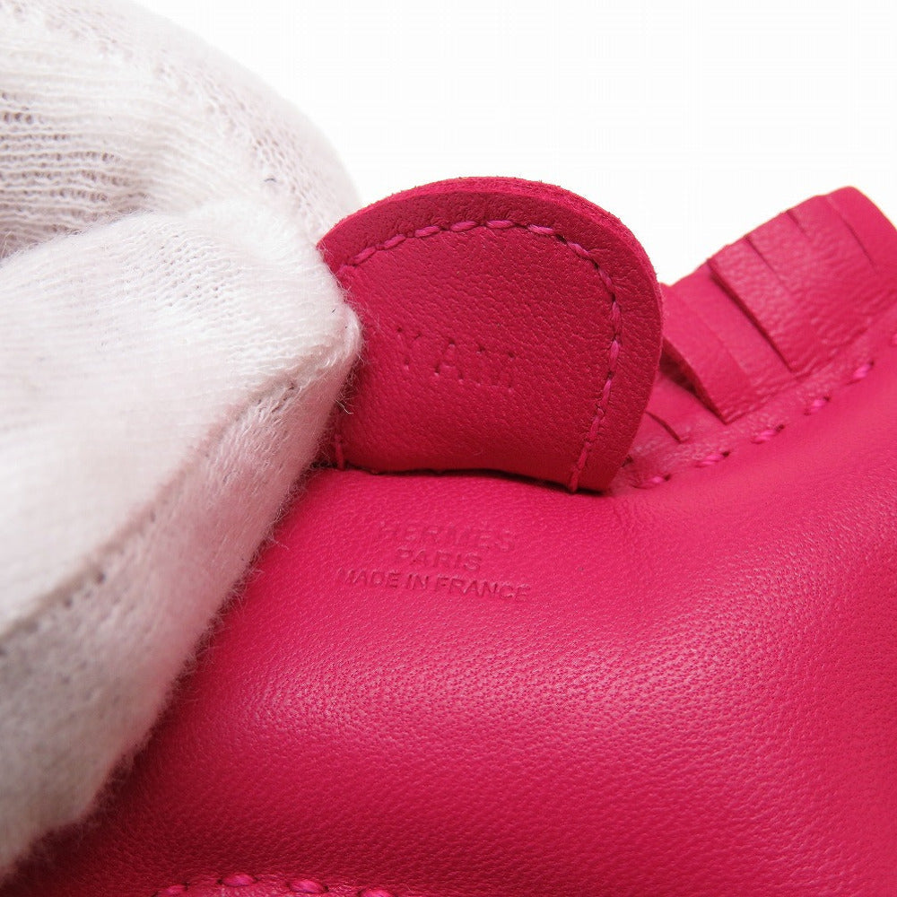 HERMES key ring leather Rose mexico Bag charm Rodeo Charm PM Women Used Authentic