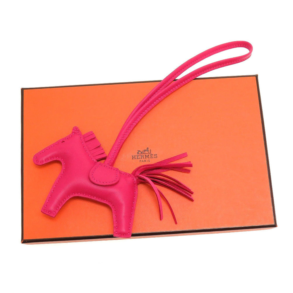HERMES key ring leather Rose mexico Bag charm Rodeo Charm PM Women Used Authentic
