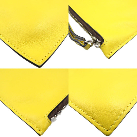 J&M Davidson Clutch bag leather yellow Women Used Authentic