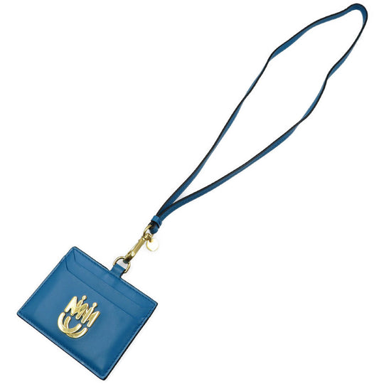 MIUMIU Card Case leather blue Women Used Authentic