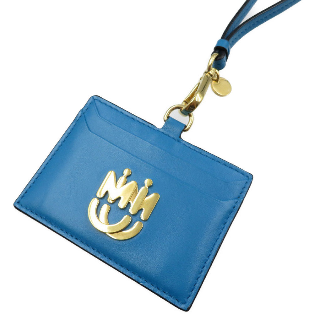 MIUMIU Card Case leather blue Women Used Authentic