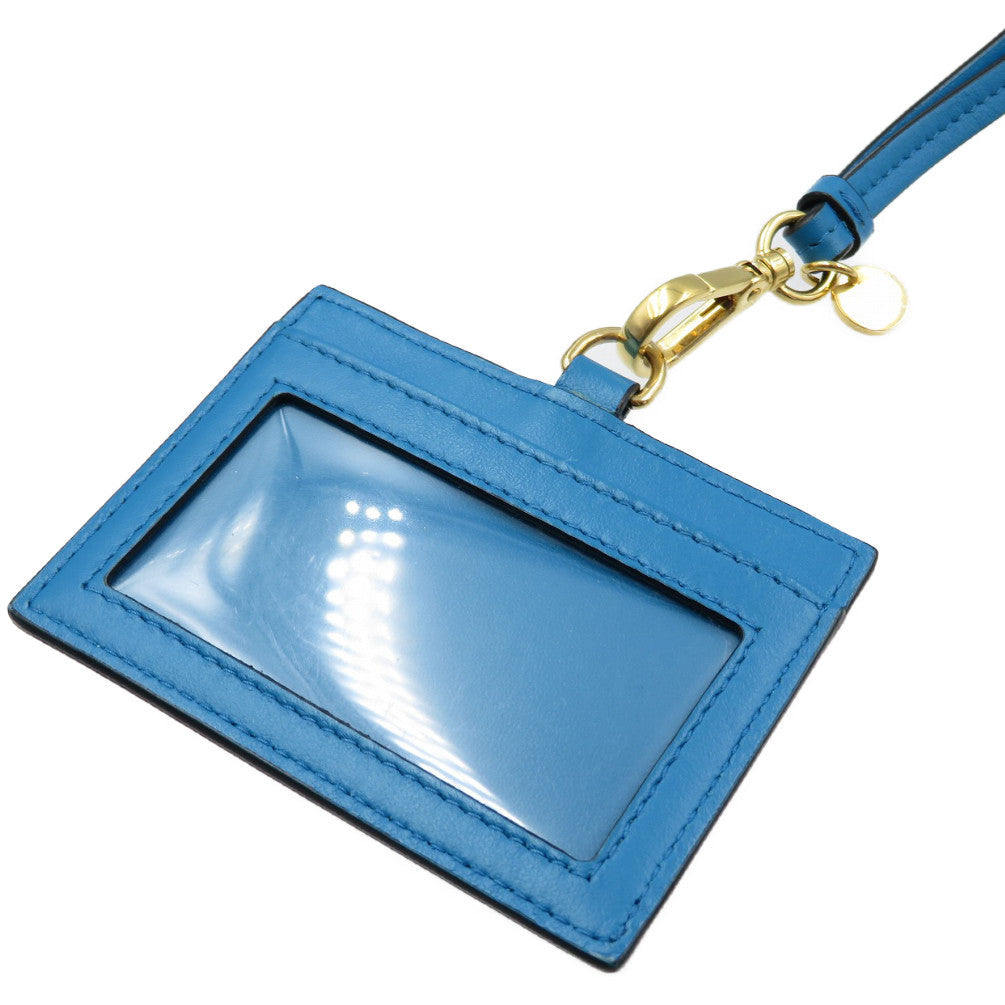 MIUMIU Card Case leather blue Women Used Authentic
