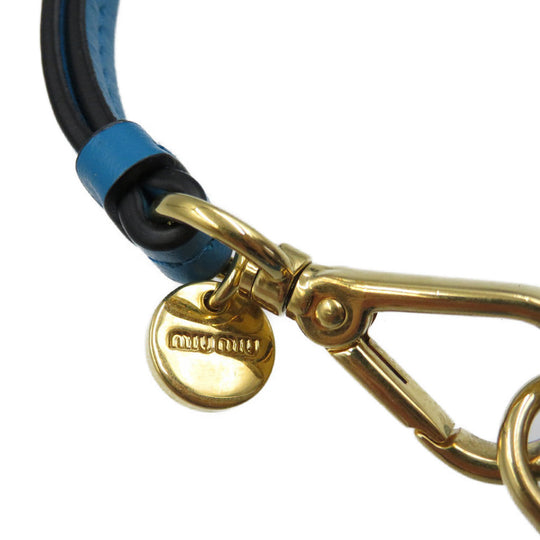MIUMIU Card Case leather blue Women Used Authentic