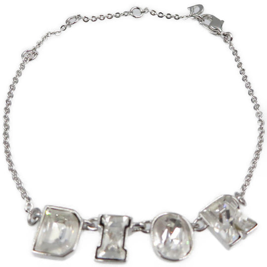 Christian Dior bracelet Metal, Rhinestone Silver DIOR logo mens(Unisex) Used Authentic
