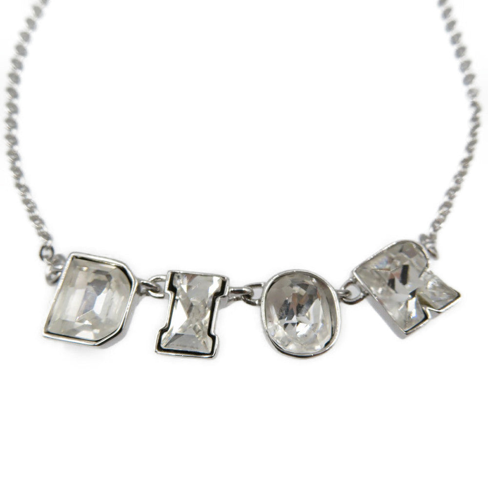Christian Dior bracelet Metal, Rhinestone Silver DIOR logo mens(Unisex) Used Authentic