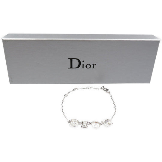 Christian Dior bracelet Metal, Rhinestone Silver DIOR logo mens(Unisex) Used Authentic