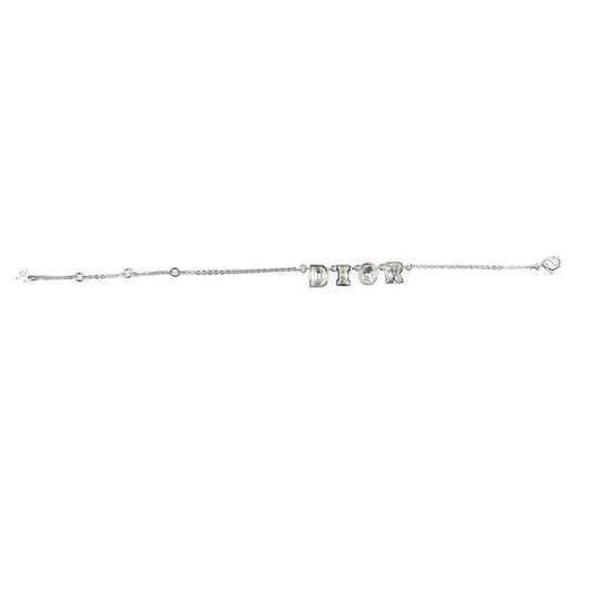 Christian Dior bracelet Metal, Rhinestone Silver DIOR logo mens(Unisex) Used Authentic